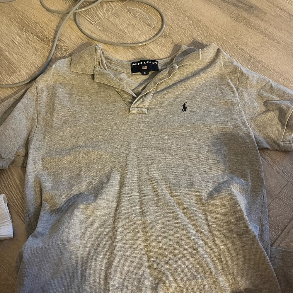 Ralph Lauren Light Gray Polo Shirt with Navy Pony